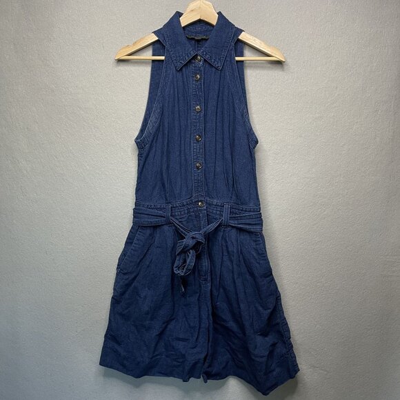 Banana Republic 6 Linen Cotton Blend Button Front Camp Romper - Picture 1 of 9